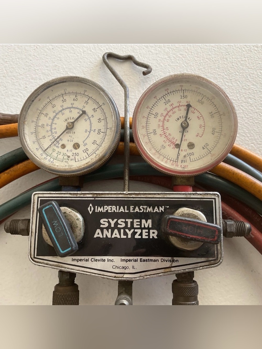 Vtg Imperial Eastman System Analyzer 2-Valve Mechanical Manifold Gauge UNTESTED